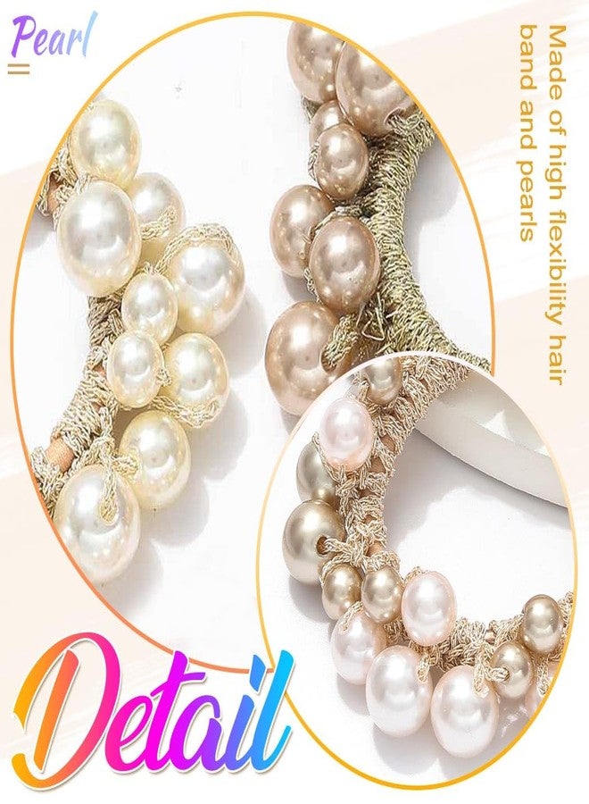 CAKURE Pearl Hair Ties White Beaded Ponytail Holder Elastic Hair Scrunchies Pearl Hair Accessories for Women (Pack of 3) - Image 4