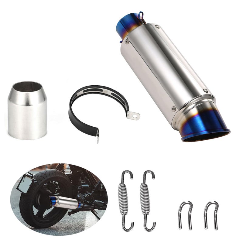 VISLONE Motorcycle Muffler, 38-51mm Universal Motorcycle Muffler Exhaust slip, Stainless Steel Motorcycle Exhaust Pipe, Fits Most Motorcycles, Dirt Bikes, Scooters - Image 1