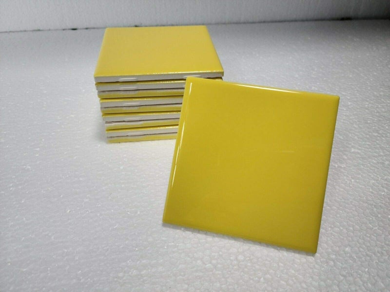 Daltile Sunflower Yellow Ceramic Tile 4 in Vintage 4x4 Daltile Color DH50 Subway Square Shower Bathroom Kitchen Backsplash Mosaic Arts Crafts Boxes 10 Piece - Image 1
