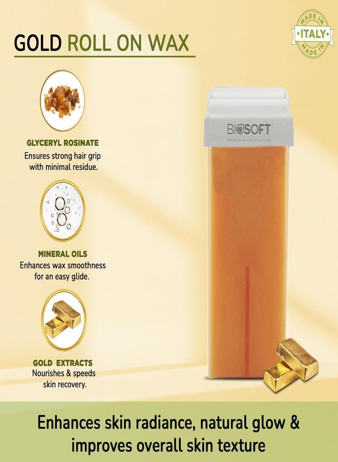 Biosoft Gold Roll-On Cream Wax Cartridge 100ml | Glyceryl Rosinate Skin Conditioning Formula with UV Protection | Painless Hair Removal Wax for Sensitive Skin | Long-Lasting Results For Full Body - Image 2