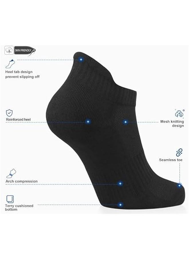 HOOKOR 7 Pairs Ankle Trainer Socks Cushioned Sports Socks for Men Non-slip Tab Cotton Breathable Low Cut Athletic Running Socks  - Image 2
