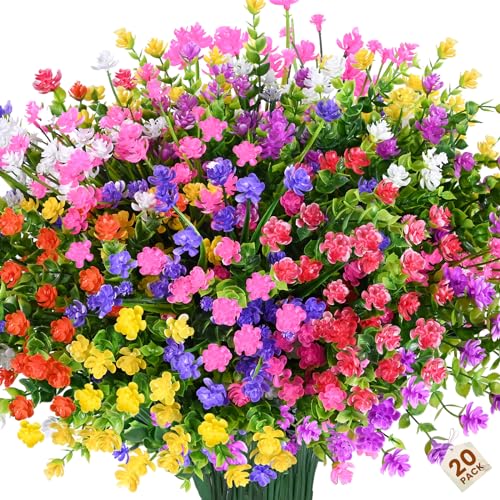 maxkes Artificial Flowers for Outdoors,20Bundles Artificial Plant UV Resistant Fake Flowers Greenery Shrubs Plants for Decoration Outdoor Plants Hanging Planter Home Garden Decor (Mix 2) - Image 1