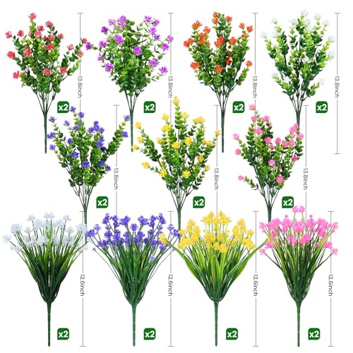 maxkes Artificial Flowers for Outdoors,20Bundles Artificial Plant UV Resistant Fake Flowers Greenery Shrubs Plants for Decoration Outdoor Plants Hanging Planter Home Garden Decor (Mix 2) - Image 3