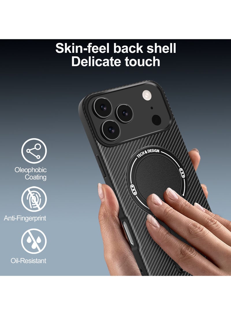 عام غطاء هاتف مغناطيسي من ألياف الكربون لآيفون 17 برو ماكس، حامل قابل للطي غير مرئي، شحن لاسلكي، مقاوم للصدمات والسقوط. - Image 2