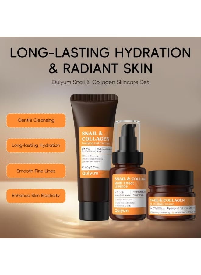 QUIYUM 97.5% Snail Mucin  Collagen Skincare Set, Pamper Gifts Set for Women Teenage Girls, Firming Snail Mucin Moisturiser,Gel Cleanser,Serum, Hydrating  Repair Routine for Dry Skin - Image 5
