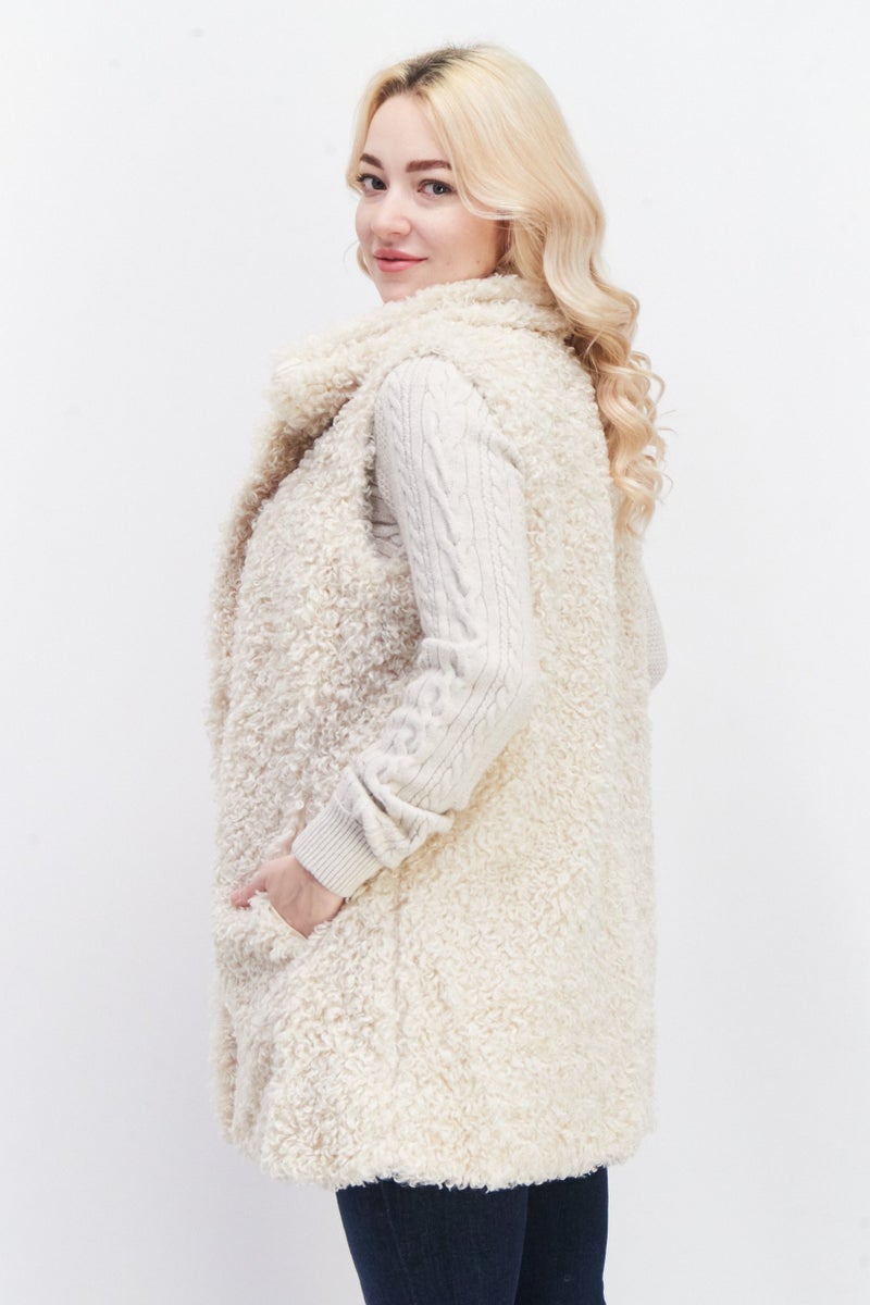 NVLT Women Sleeveless Solid Softshell Vest Jacket, Beige - Image 4