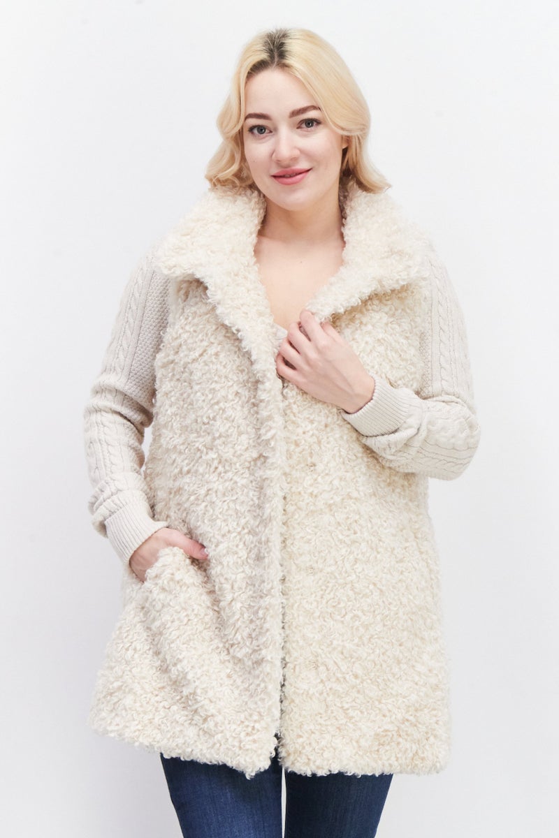 NVLT Women Sleeveless Solid Softshell Vest Jacket, Beige - Image 1