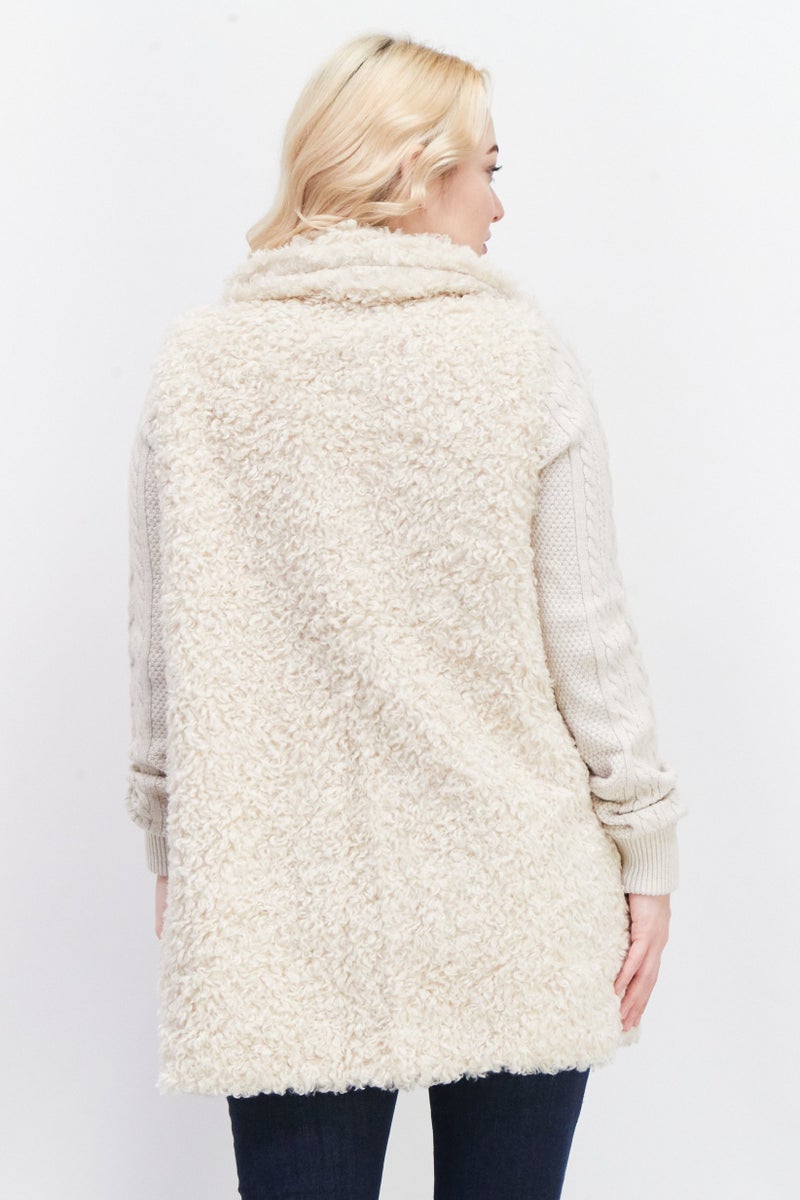 NVLT Women Sleeveless Solid Softshell Vest Jacket, Beige - Image 2