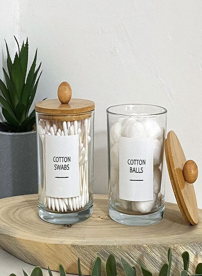 Onsogi Glass Apothecary Jars with Bamboo Lids for Bathroom Organization, Q tip Holder and Cotton Ball Holder are Great for Farmhouse Decor, Rustic Bathroom Decor-2 Pack - Image 5