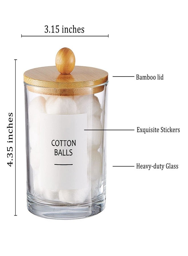 Onsogi Glass Apothecary Jars with Bamboo Lids for Bathroom Organization, Q tip Holder and Cotton Ball Holder are Great for Farmhouse Decor, Rustic Bathroom Decor-2 Pack - Image 2
