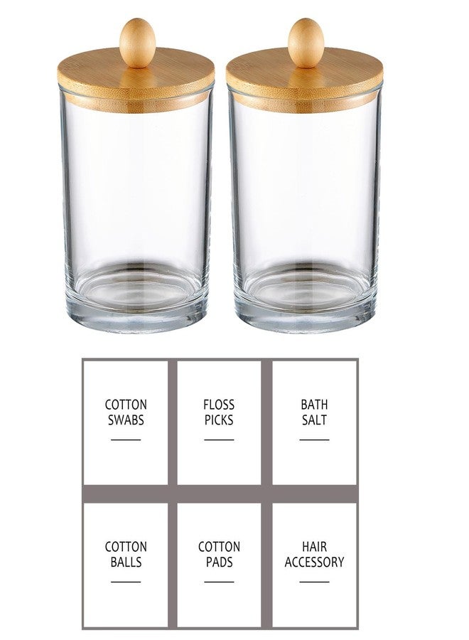 Onsogi Glass Apothecary Jars with Bamboo Lids for Bathroom Organization, Q tip Holder and Cotton Ball Holder are Great for Farmhouse Decor, Rustic Bathroom Decor-2 Pack - Image 3