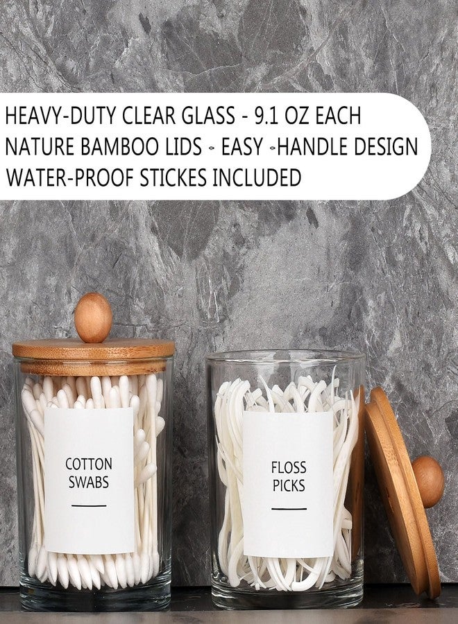 Onsogi Glass Apothecary Jars with Bamboo Lids for Bathroom Organization, Q tip Holder and Cotton Ball Holder are Great for Farmhouse Decor, Rustic Bathroom Decor-2 Pack - Image 4