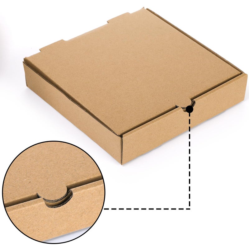 ZENFUN 40 Pcs Kraft Mini Pizza Boxes, 7.2"Ã—7.2"Ã—1.7" Small Pizza Boxes Corrugated Pizza Box, Take Out Food Containers Packing Boxes for Cake Cookies Party Favor - Image 3