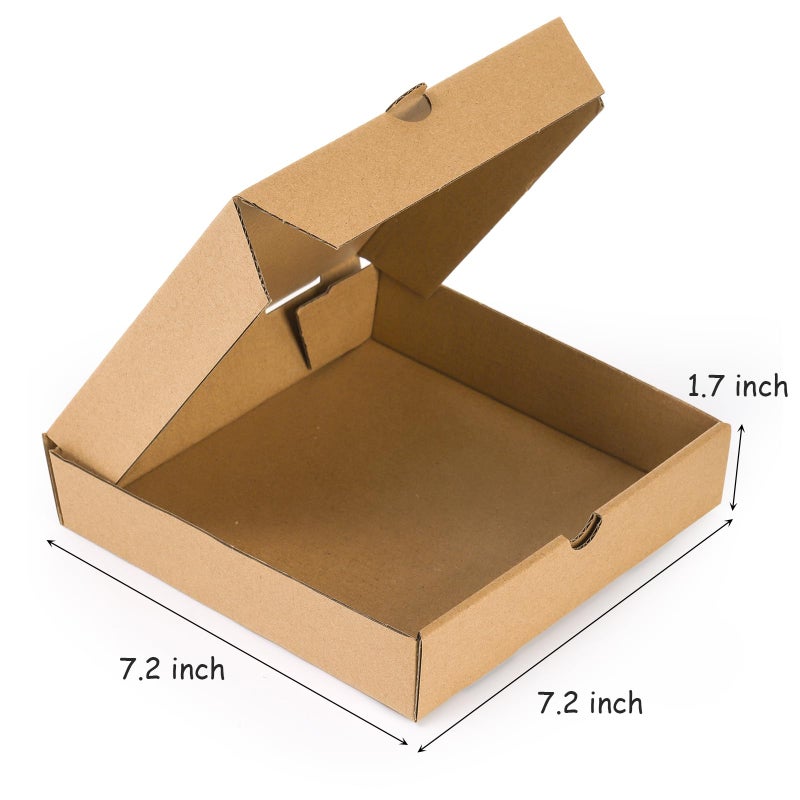 ZENFUN 40 Pcs Kraft Mini Pizza Boxes, 7.2"Ã—7.2"Ã—1.7" Small Pizza Boxes Corrugated Pizza Box, Take Out Food Containers Packing Boxes for Cake Cookies Party Favor - Image 2