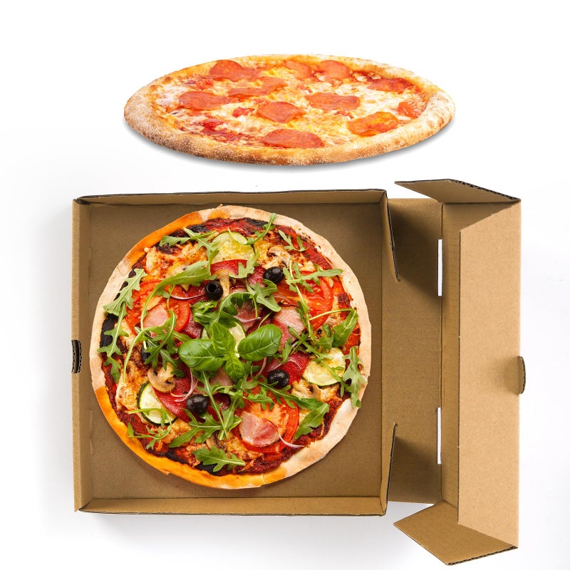 ZENFUN 40 Pcs Kraft Mini Pizza Boxes, 7.2"Ã—7.2"Ã—1.7" Small Pizza Boxes Corrugated Pizza Box, Take Out Food Containers Packing Boxes for Cake Cookies Party Favor - Image 5
