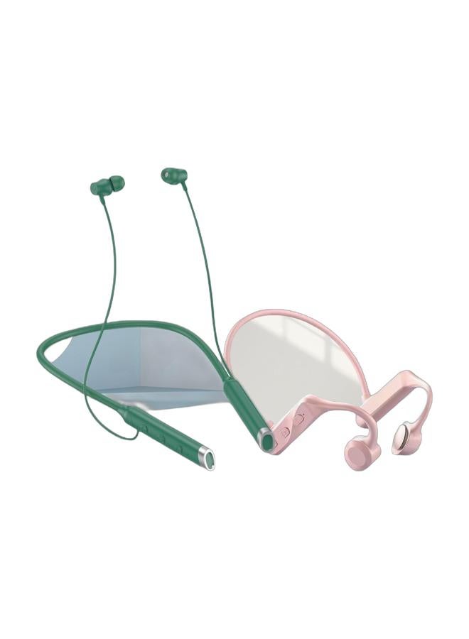 جديد A58 معلق الرقبة سماعة بلوتوث في الأذن الرقبة معلق الاستعداد الطويل مع سماعات الاصطناع المغناطيسية سماعات الاصطناع الخضراء واللاسلكية سماعات التوصيل العظمي بلوتوث مع عمر البطارية الطويل للرياضة - رقبة، غير في الأذن، سماعات بلوتوث اليدين الحرة (الوردي) حزمة - Image 1