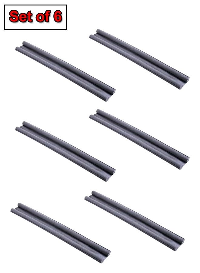 فاشون هوم مجموعة من 6 أشرطة مانعة للضوضاء أسفل الباب مصنوعة من القطن الرغوي، لون رمادي، لمنع تسرب الهواء أسفل الباب - Image 1