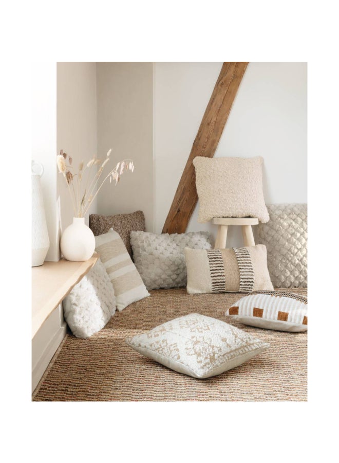 atmosphera Ozel High Quality Square Shaped Cushion Ivory and Beige 40 x 40cm 212456A - Image 5