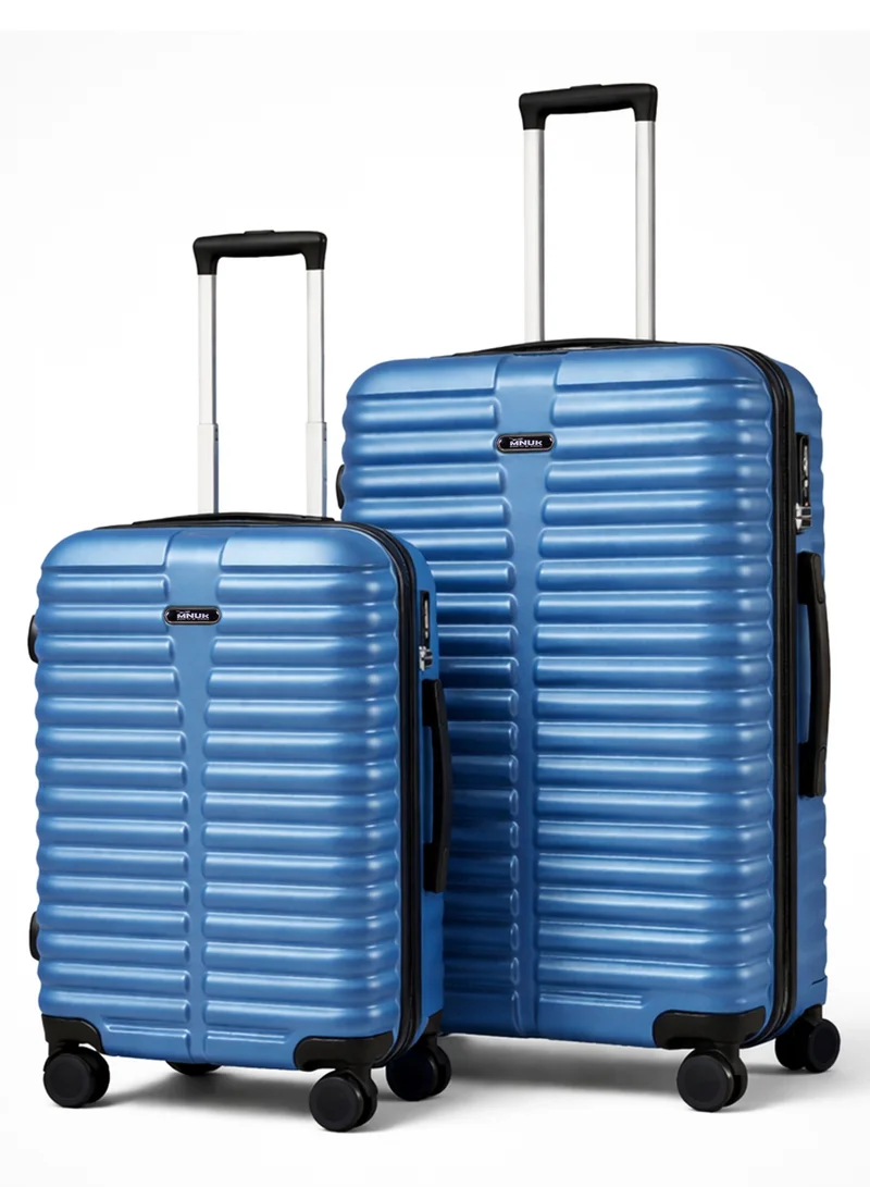 منيك طقم حقائب ديستني (قطعتان) | حقيبة يد - 20 بوصة، حقيبة متوسطة - 24 بوصة | حقيبة ترولي صلبة بمقبض ناعم وقفل TSA | عجلات مزدوجة دوارة 360 درجة | أزرق