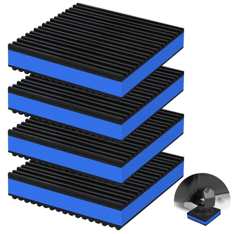 phepetroll 4 Pack Anti Vibration Pads for Washing Machine 4"x4"x7/8", Sound Isolation Vibrating Pad Ribbed Rubber Damping Mat EVA Center for Air Compressors, Conditioner, Treadmill, HVAC Washer Dryer - Image 1