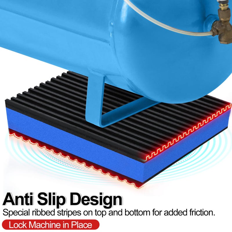 phepetroll 4 Pack Anti Vibration Pads for Washing Machine 4"x4"x7/8", Sound Isolation Vibrating Pad Ribbed Rubber Damping Mat EVA Center for Air Compressors, Conditioner, Treadmill, HVAC Washer Dryer - Image 4