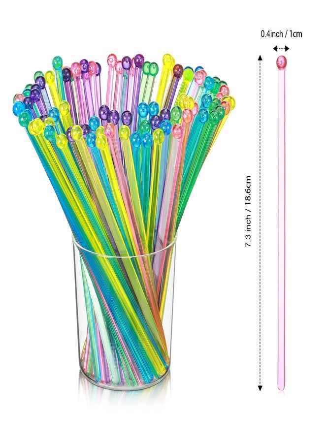 Mudder 100 Pieces Disposable Plastic Round Top Crystal Swizzle Sticks (MultiColor) - Image 2