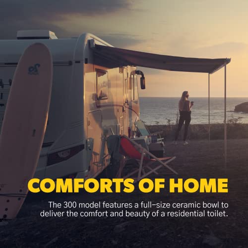 Dometic 300 Series Gravity-Flush RV Toilet | Powerful Triple-Jet Action Flush with Adjustable Water Level | Standard Height Flush with Foot Pedal for RVs, Trailers, and Outdoor Campers - Image 4