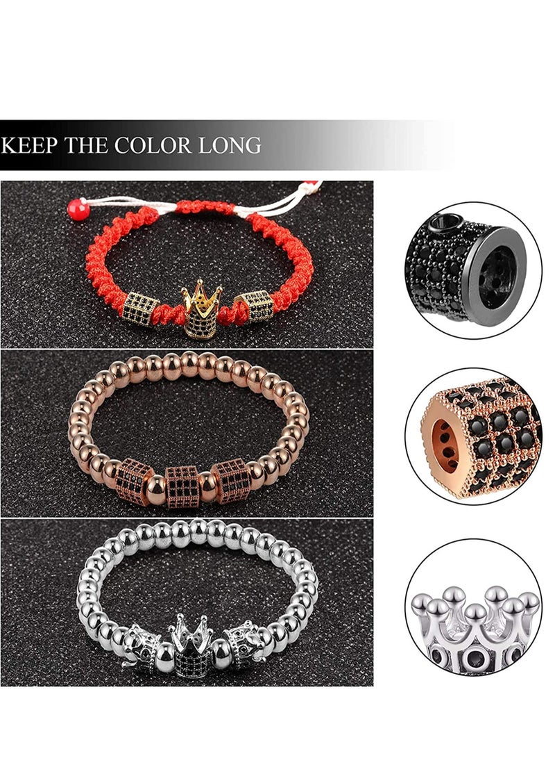 Zikra King Crown Charms Beads Hexagon Spacer Beads Set Rhinestone Charm Hexagon Big Hole Bracelet Connector - Image 2