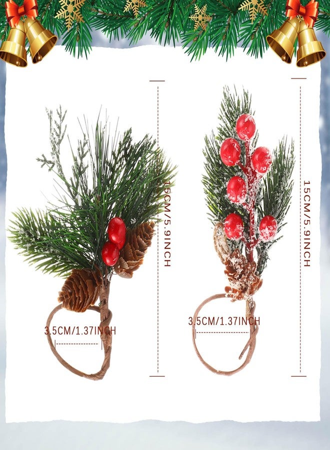 Suttmin 24 Pcs Christmas Napkins and Ring Set 12 Cloth Dinner Napkin Cocktails Buffalo Plaid Napkins 12 Christmas Napkin Rings Pine Cone Holder for Holiday Party Supplies (Red Black) - Image 3