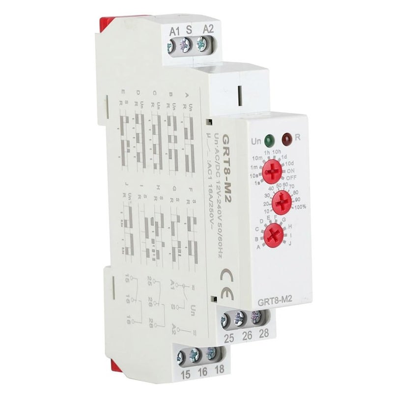 Jadeshay GRT8M2 Multifunctional Time Relay ACDC 12240V 10 Delay Functions 01s10day Range LED Status Indicator Lights DIN Rail Mount - Image 1