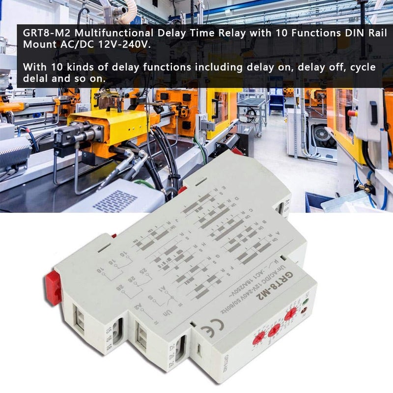 Jadeshay GRT8M2 Multifunctional Time Relay ACDC 12240V 10 Delay Functions 01s10day Range LED Status Indicator Lights DIN Rail Mount - Image 3