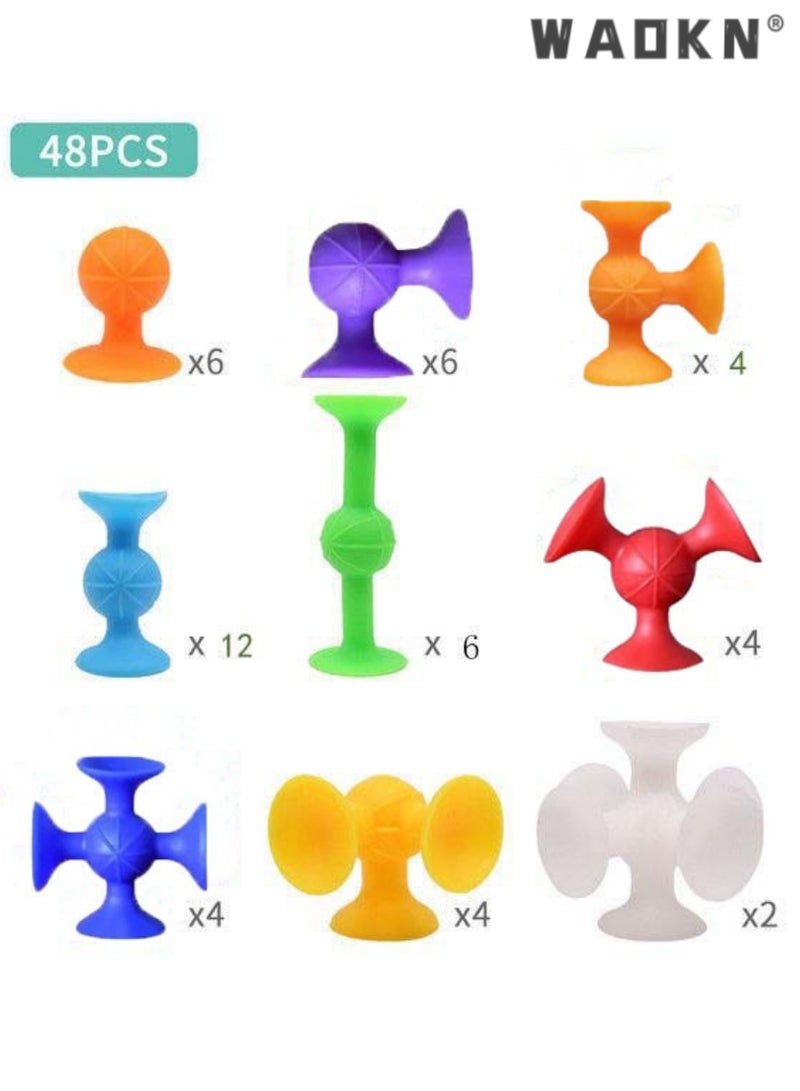دبليو أيه أو كي أن 48 قطعة ديي سيليكون لينة لبنات البناء مصاصة لعبة تعليمية بناء الأسرة لعبة تفاعلية مصاصة لعبة بناء مجموعة هدية الإبداعية العامة مصاصة لعبة بناء مجموعة - Image 3