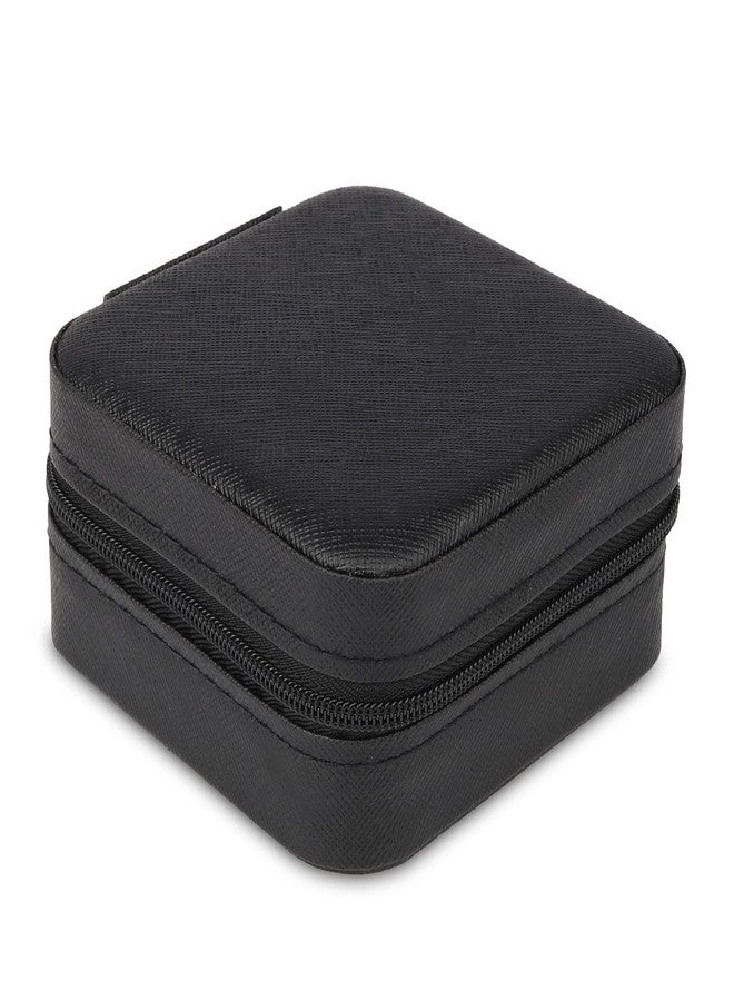 NFI essentials Small Pu Leather Jewellery Organiser Box Portable Travel Jewelry Storage Case For Women & Girls For Ring, Pendant, Earring, Necklace, Bracelet, Black - Image 4