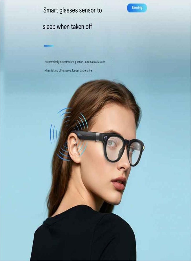نظارات ذكية بتقنية الذكاء الاصطناعي Q8 بعدسة بدقة ‎800‎ واط HD لتصوير الصور والفيديو، تثبيت حركة، ترجمة فورية بالذكاء الاصطناعي، عدسات فتوكرومية، اتصال بلوتوث، ذاكرة داخلية ‎16‎ جيجا – متوافقة مع أندرويد و iOS - Image 3