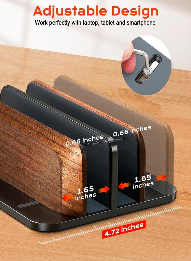 JCZT Vertical Laptop Stand, Walnut Dual Laptop Holder, Black - Image 5