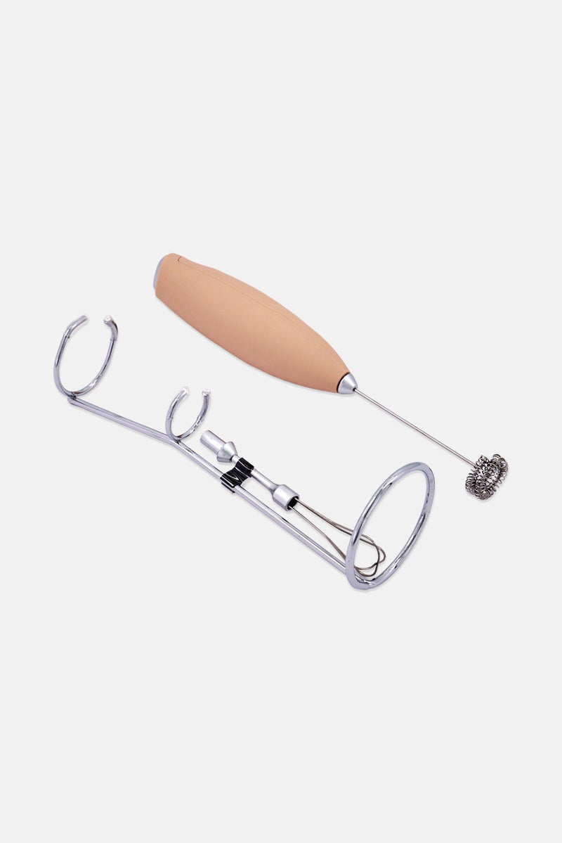 Bombay 2 In 1 Frother Stainless Steel With Whisk And Stand, Tan - Image 3