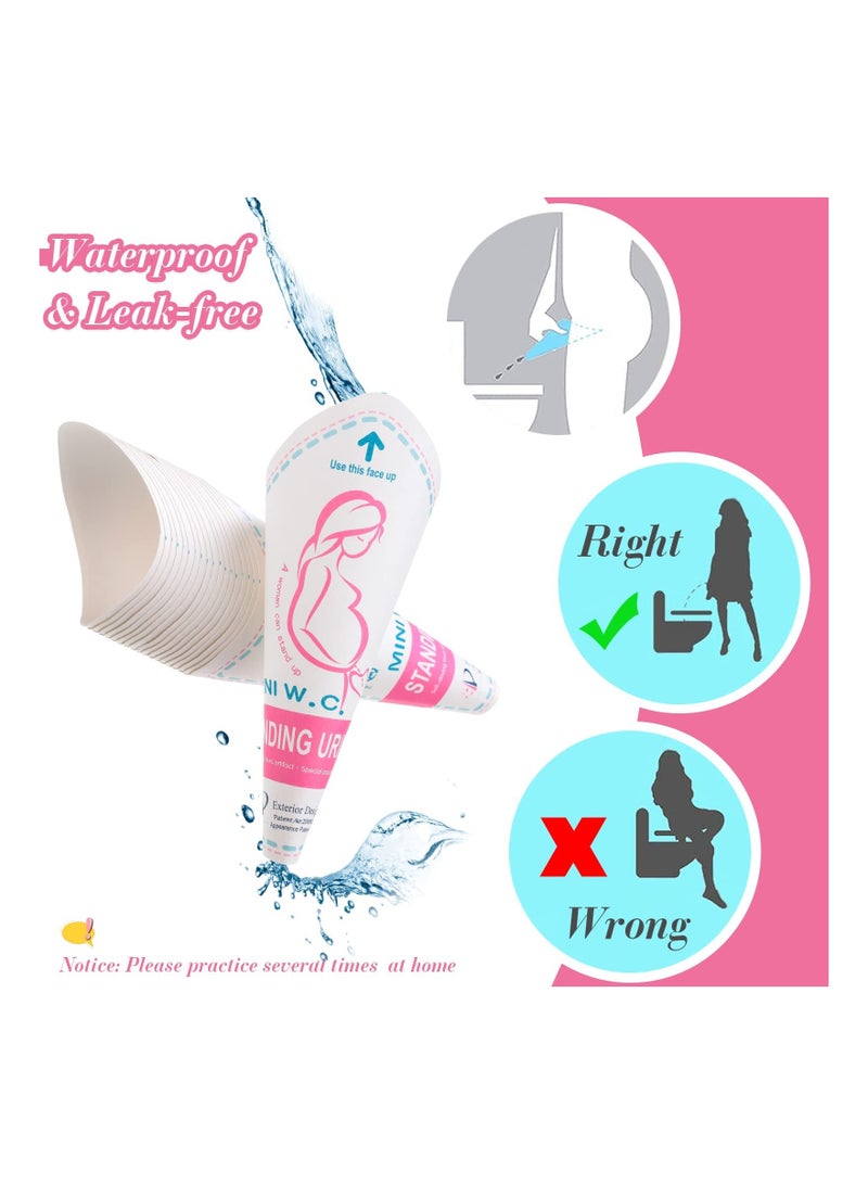 Disposable Female Urination, 50 Pcs Device Portable Girl Urinal Funnel Waterproof Standing Pee for Women Travel Cup Urine Pocket Toilet Camping Hiking Pregnant - Image 2