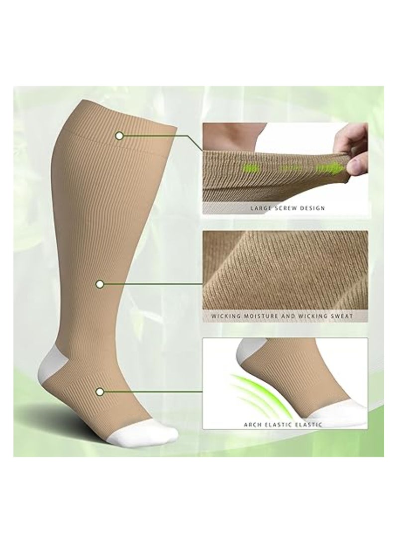 SOLARAE 3 Pairs Wide Calf Compression Socks, Copper Compression Socks for Women & Men, 15-20mmHg Knee High Large Support Stockings, Circulation, Running, Athletic, Cycling, Nurses, Flight, Traveling (2XL) - Image 2