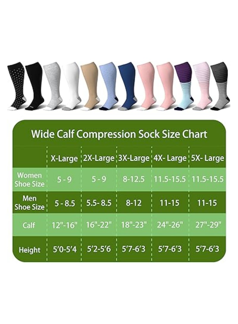 SOLARAE 3 Pairs Wide Calf Compression Socks, Copper Compression Socks for Women & Men, 15-20mmHg Knee High Large Support Stockings, Circulation, Running, Athletic, Cycling, Nurses, Flight, Traveling (2XL) - Image 5