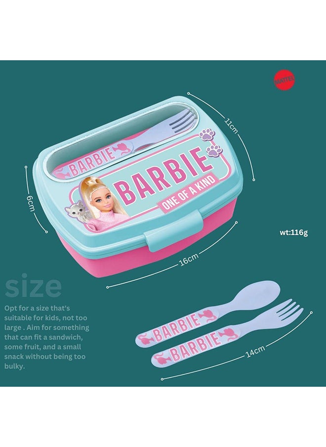 Mattel Games Stor Funny Lunch Box With
Cutlery Barbie Bb22  - Image 3