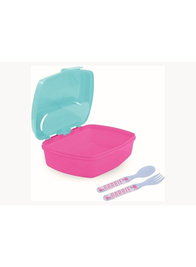 Mattel Games Stor Barbie BB22 Funny Lunch Box for Kids with Cutlery – 30oz BPA-Free Reusable Lunch Container with Spoon & Fork, Secure Snap Lid, Lightweight Durable Food Storage Box for School, Travel & Everyday Meals - Image 2