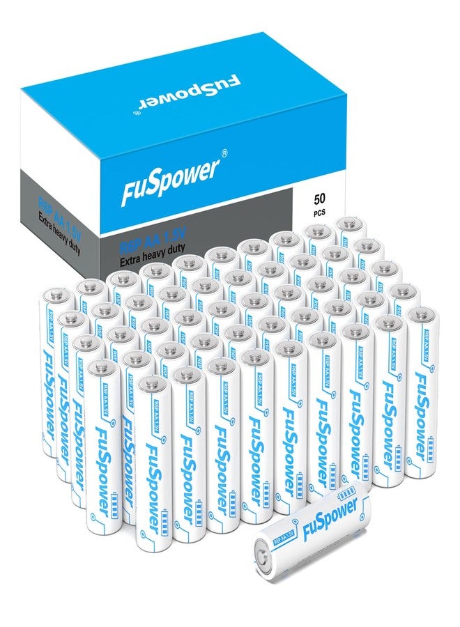 Fuspower Double A Batteries Heavy Duty Batteries AA Size Pack 50 1.5V AA Batteries for Clock, Remote Controls, Smoke Detector - Image 1