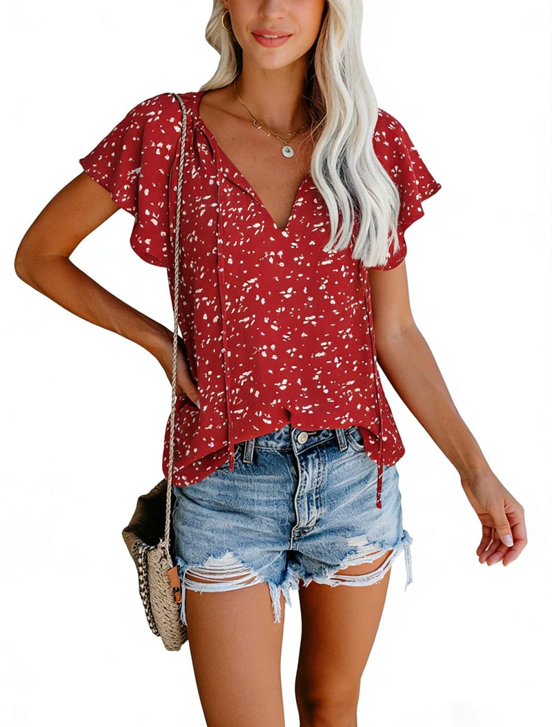 SimpleFun Spring Tops for Women 2026 Business Casual V Neck Dressy Floral Blouses Shirts (Floral20,L) - Image 2