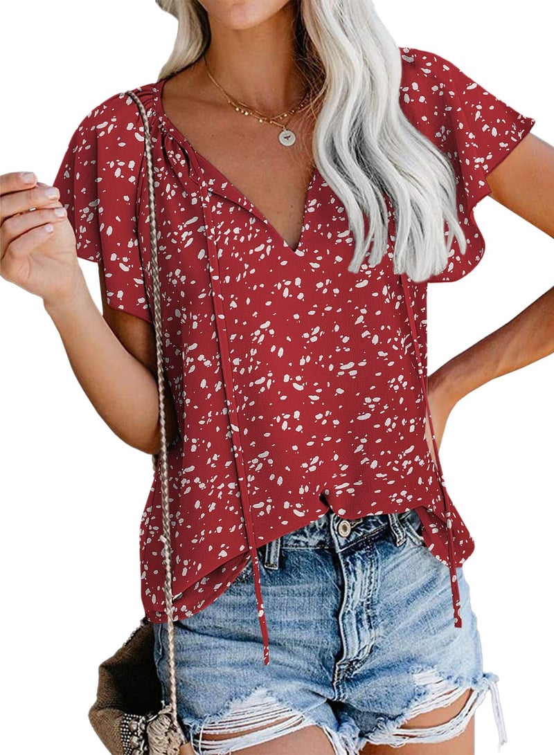 SimpleFun Spring Tops for Women 2026 Business Casual V Neck Dressy Floral Blouses Shirts (Floral20,L) - Image 1