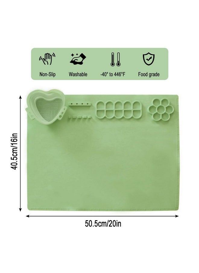 locisne Silicone Painting Mat, Large Nonstick Nonslip Art Silicon Mat, Craft Mat With Built In Cleaning Cup And Paint Holder, Silicone Craft Mat For Children Hobbyist Diy Craft Painting, Green  - Image 3
