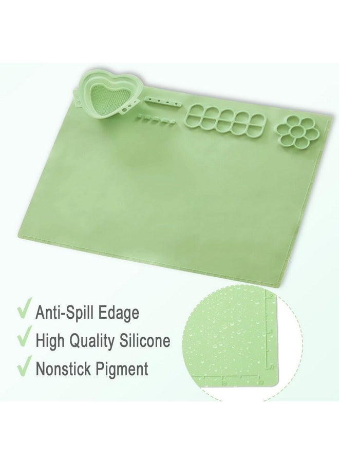 locisne Silicone Painting Mat, Large Nonstick Nonslip Art Silicon Mat, Craft Mat With Built In Cleaning Cup And Paint Holder, Silicone Craft Mat For Children Hobbyist Diy Craft Painting, Green  - Image 5