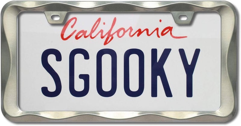 Sgooky 3D Curly Wave Pattern License Plate Holder Brush Nickel License Plate Frame from Pure Zinc Alloy Metal Perfect Plate Holder - Image 1