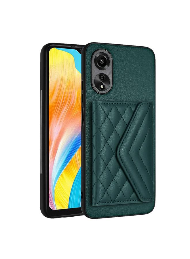 اس-توب جراب لهاتف OPPO A38 4G / A18 4G مع حقيبة بطاقات ذات نسيج معيني وحافظة هاتف RFID مع حبل طويل - Image 3