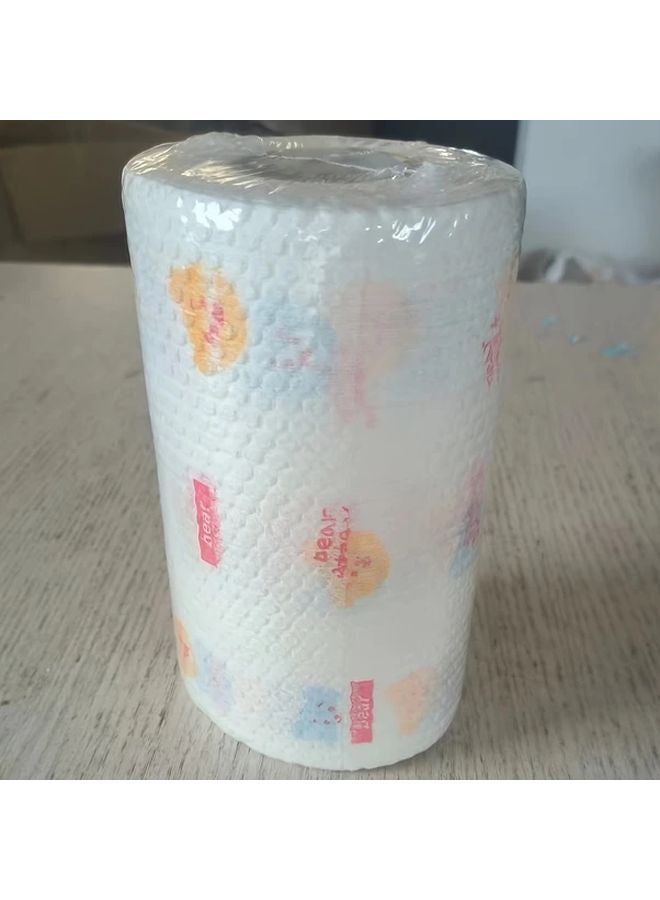 1 Roll Random Pattern Non Stick Kitchen Cleaning Cloths Reusable Washable Paper Towels Multi Fold - Image 1