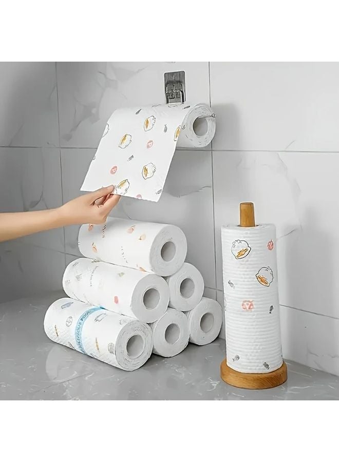 1 Roll Random Pattern Non Stick Kitchen Cleaning Cloths Reusable Washable Paper Towels Multi Fold - Image 2